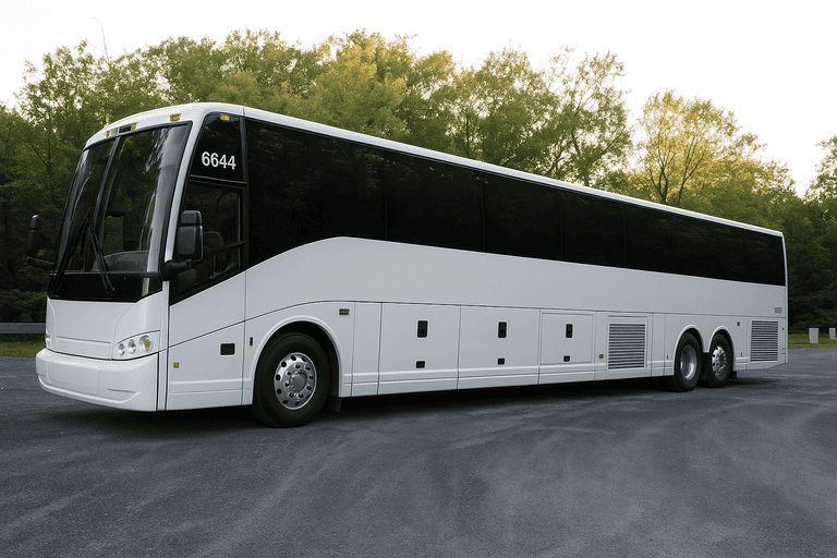 exterior of Charter Bus Rental Jurupa Valley coach bus